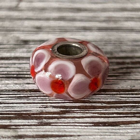 TROLLBEADS UU Lavender Pink & Red Flower Unique LAA 925S NEW! - Picture 6 of 8
